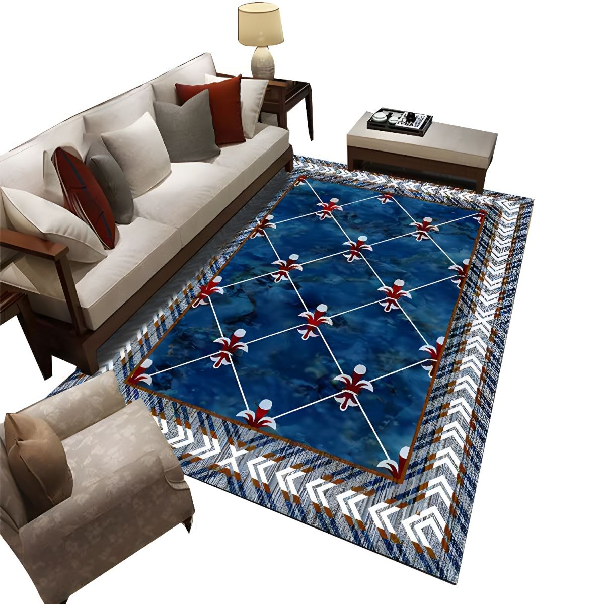 Glam D Print Geometric Rug Multicolor Modern Rug Polyester Pet