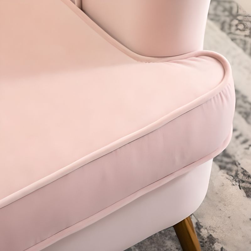 Lavish Rose Upholstered Barrel Chair For Parlor Frosted Velvet Pink