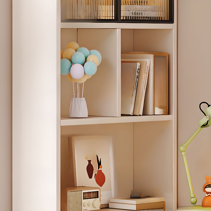 Rectangle Sepia White Office Desk With Hutch Drawer Bookcase Built