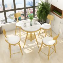 5 Pieces: White-Gold Table, 4 Chairs