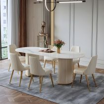 7 Pieces: Table, 6 Chairs