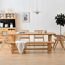 6 Pieces: Table, 4 Chairs, 1 Bench