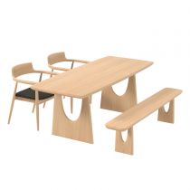 4 Pieces: Table, 2 Chairs, 1 Bench