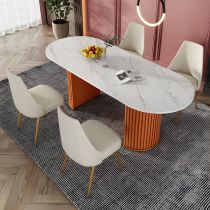 5 Pieces: Orange Table, 4 Chairs