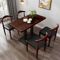 5 Pieces: Walnut Table, 4 Chairs