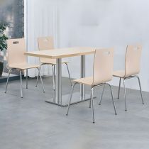 5 Pieces: Table, 4 Light Wood Chairs