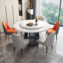 7 Pieces: White Table, 4 White and 2 Orange Chairs