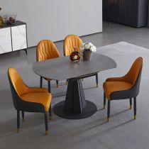 5 Pieces: Table, 4 Orange Chairs