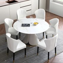 7 Pieces: Table, 6 White Chairs