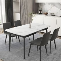 5 Pièces : Table, 4 Chaises Grises