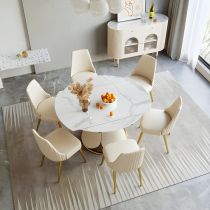 7 Pieces: Table, 6 White Chairs