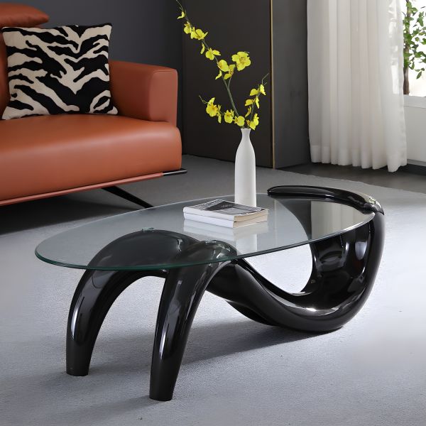 Glastisch Oval Moderner Minimalistischer Couchtisch