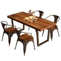 Conjunto de 5 Peças: 1 Mesa, 4 Cadeiras Castanhas