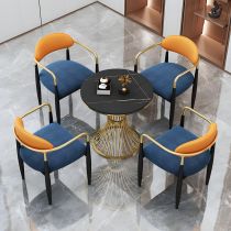 5 Pieces: Table, 4 Orange Chairs