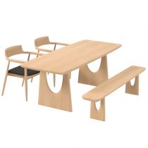 4 Pieces: Table, 2 Chairs, 1 Bench