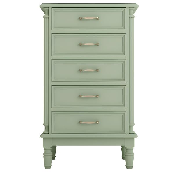 Wood Top Chest with Legs Vertical Dresser with Drawers for Bedroom - Green 5