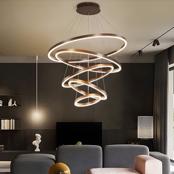 Nordic Circle Hanging Light Fixture Metal LED Chandelier Light