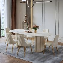 7 Pieces: Table, 6 Chairs