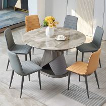 7 Pieces: Table, 4 Grey+2 Orange Chairs