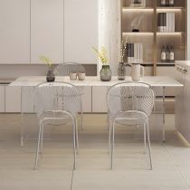 5 Pieces: Bright White Table, 4 Chairs