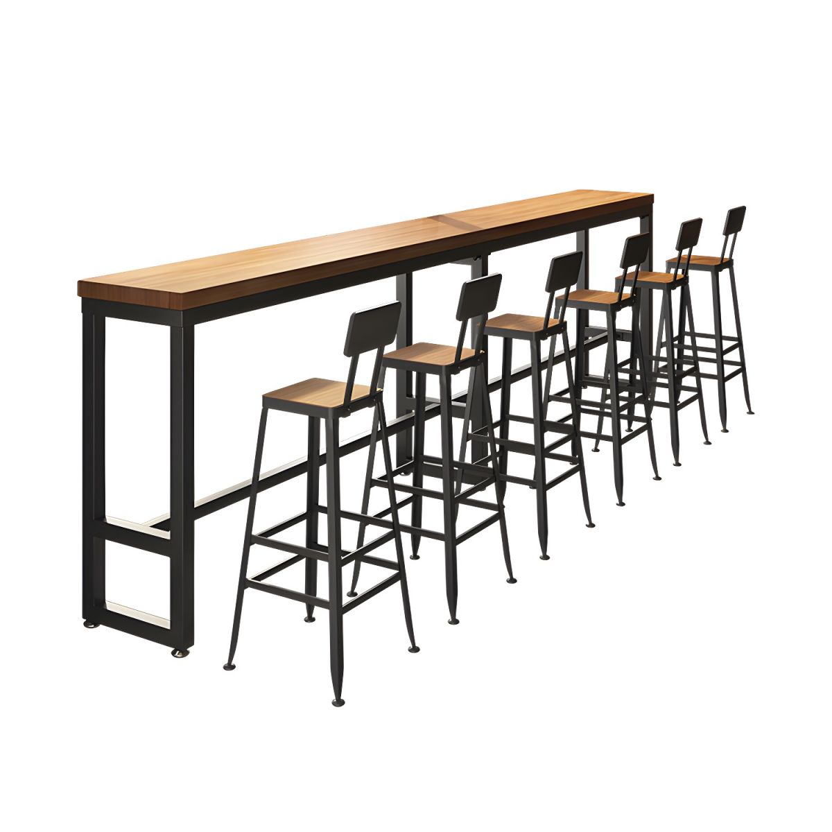 Industrial Solid Wood Pub Table Bar Height Rectangle Bar Table for ...