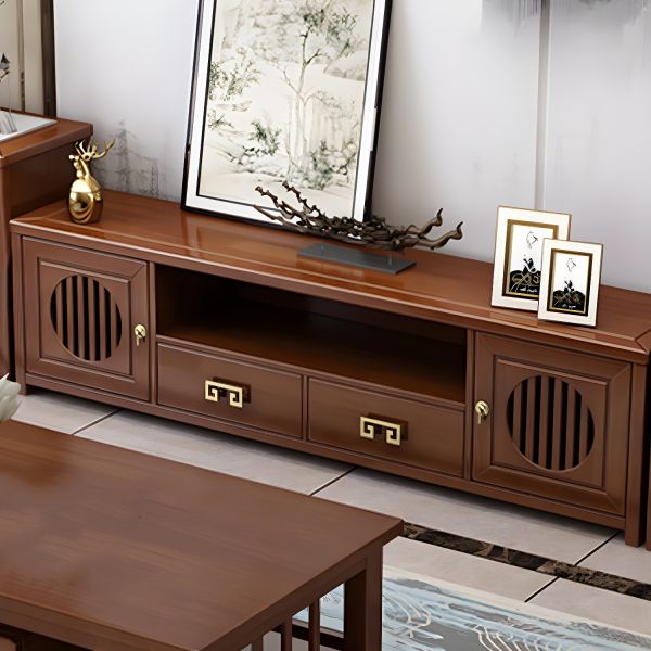 Solid Wood TV Cabinet Traditional Style Household Simple Open TV