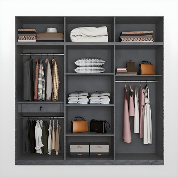 Contemporary Style Glass Wardrobe Soft Close Door Wardrobe