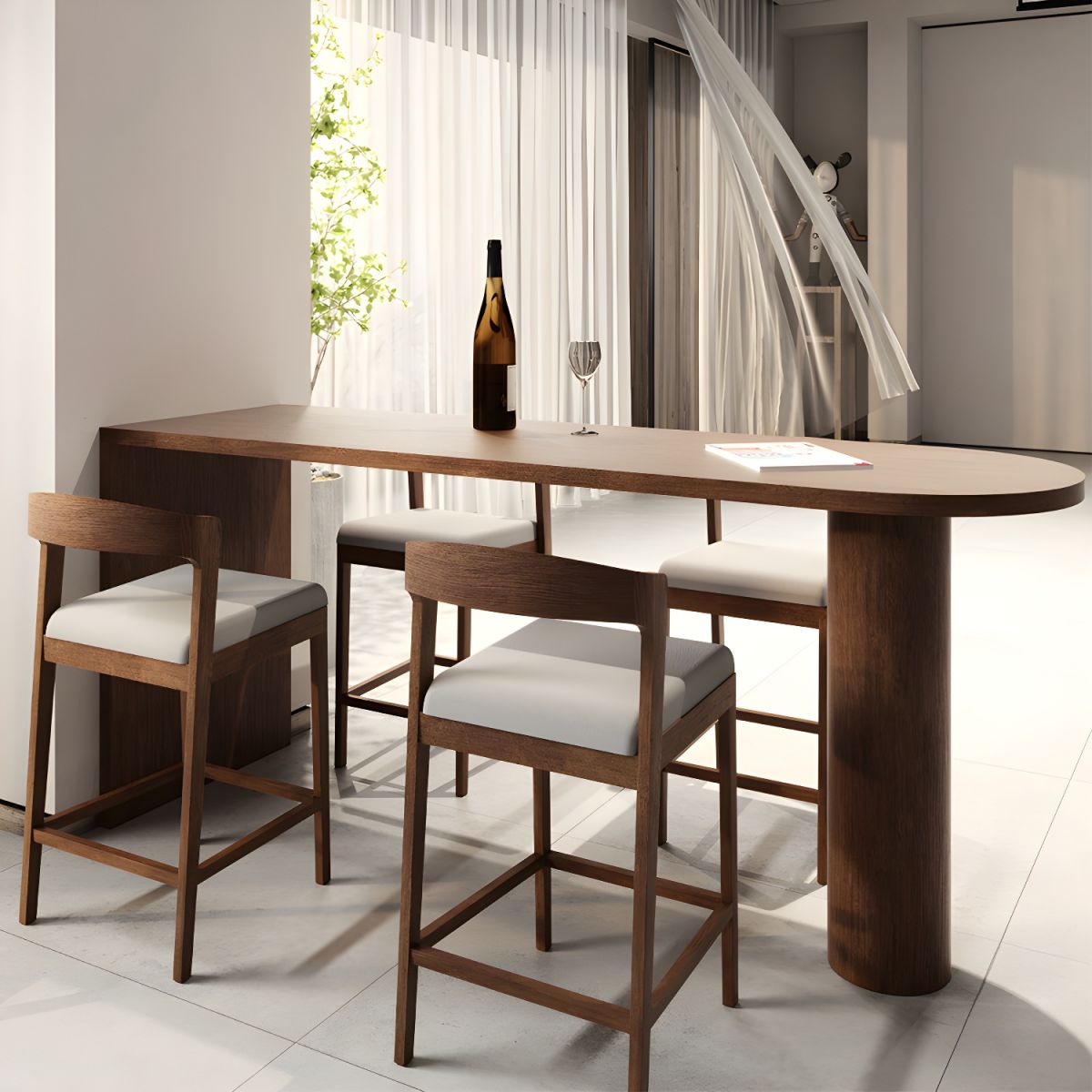 Modern Bar Table Solid Wood Bar Dining Table with Double Pedestal - 47. ...