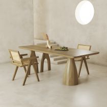 3 Pieces: Table, 2 Brown Chairs