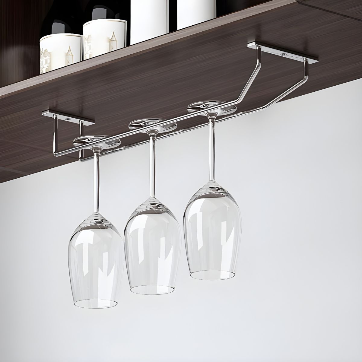 Metal Hanging Wine Glass Rack Modern Glass & Stemware Holder in Chrome ...