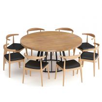 9 Pieces: Table, 8 Chairs