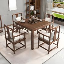 5 Pieces: Table, 4 Brown Chairs