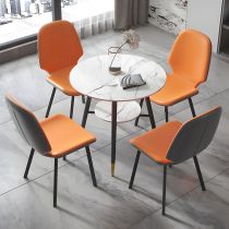 5 Pièces : Table Blanche, 4 Chaises Oranges