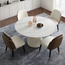 5 Pieces: Table, 4 Brown Chairs