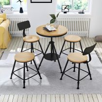 5 Pieces: Wood Table, 4 Wood Chairs