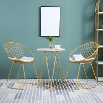 3 Pieces: Gold Table, 2 Chairs