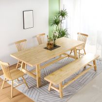 6 Pieces: Table, 4 Chairs, 1 Bench