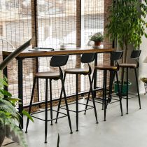 5 Pieces: Table, 4 Wood Stools