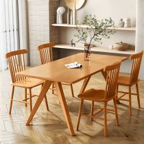 5 Pieces: Table, 4 Brown Chairs