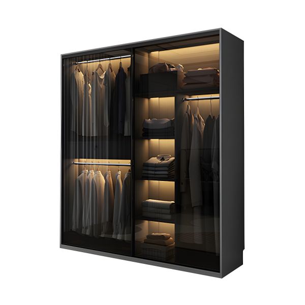 Modernes Glas-Kleiderschrank in Schwarz mit Schiebetür Kleiderschränke und Garderoben