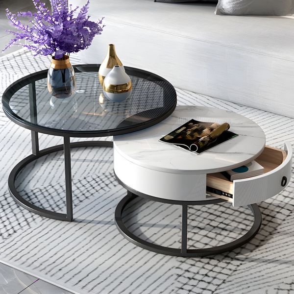 Round Nesting Coffee Table Set Round Frame Coffee Table with