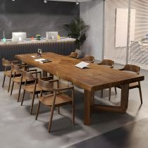 9 Pieces: Table, 8 Brown Chairs