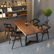 5 Pieces: Table, 4 Brown Chairs