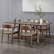 5 Pieces: Table, 4 Brown Chairs