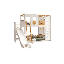 Cama infantil + escalera + tobogán + columpio