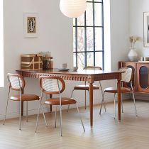 5 Pieces: Table, 4 Brown Chairs