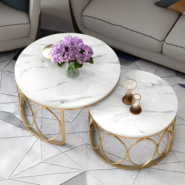 ちゃぶ台　　24-11-18 Elegant Oval Stone Coffee Table with Double Pedestal Black