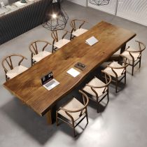 9 Pieces: Table, 8 Brown Chairs