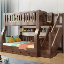 Bunk Bed & Drawer & 2 Mattresses & Bookshelf & Ladder Cabinet