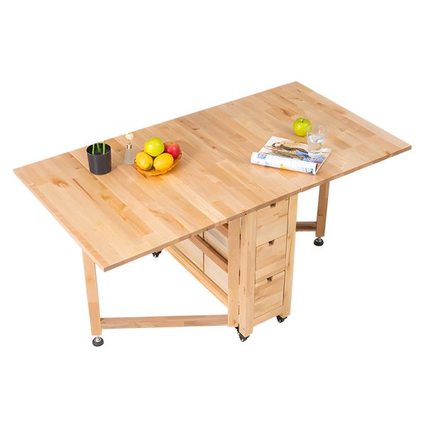 Modern Style Rectangle Solid Wood Drop-Leaf Dining Table, 59